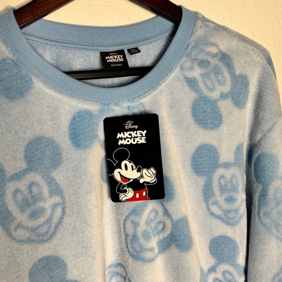 Disney Mickey Mouse Sherpa fleece light blue sweater size XL NWT - Picture 5 of 9
